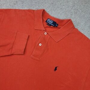 Polo Ralph Lauren Polo Shirt Mens XL Orange Long Sleeve Pony Logo Preppy